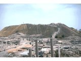 Bet Shean - Scythopolis. In the foreground are the excavations of Scythopolis, with the tel in the background.